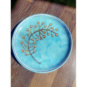 Blue Pottery Of Jaipur Leaf Printed Wall Plate