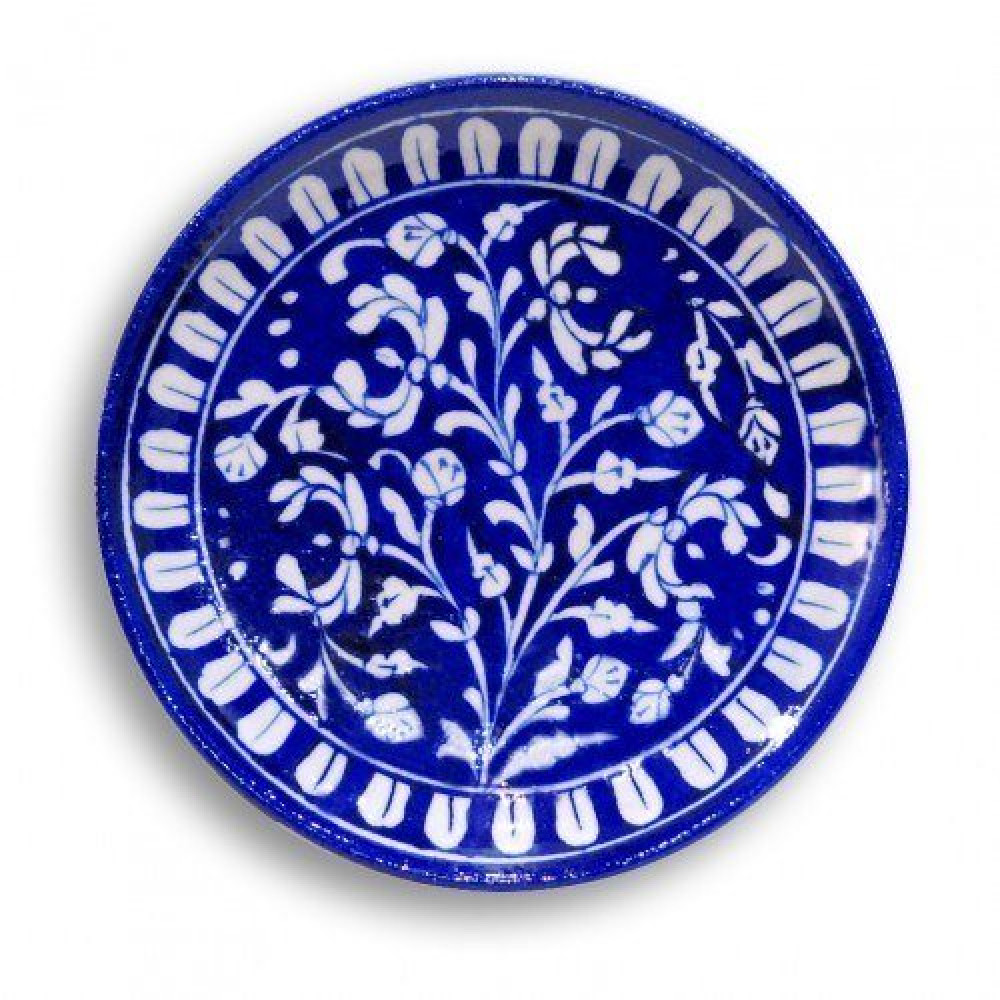 Blue Pottery Of Jaipur Floral Printed Wall Plate - 0