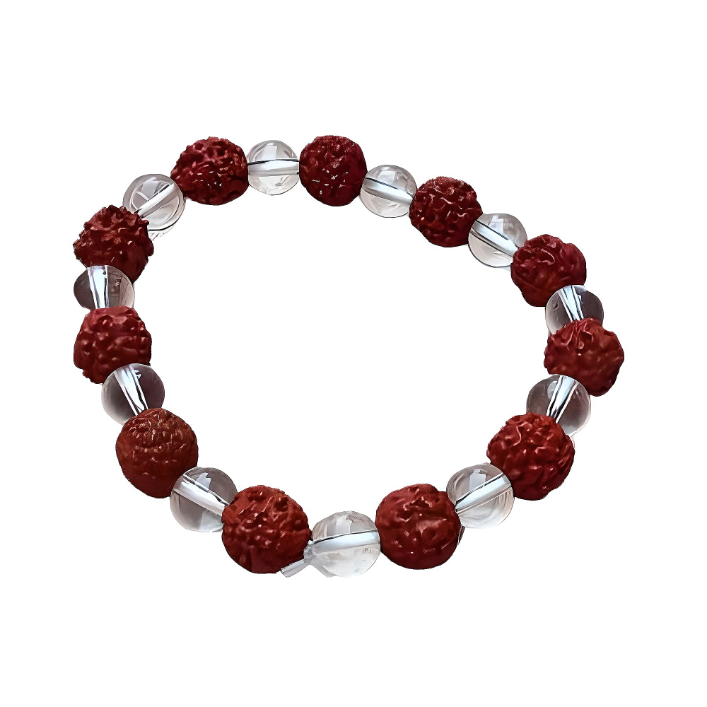Bracelet Rudrakshi & White Beads