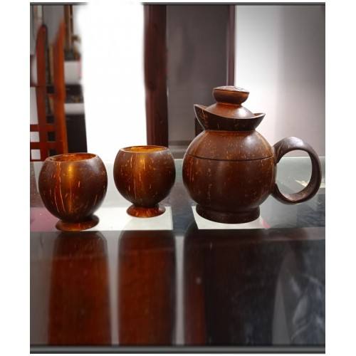 Eco-Friendly Coco 1 Ltr Mug &2 Cup Coconut Shell Crafts of Kerala for Home Decor &Kitchen Use