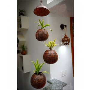 Eco-Friendly Hanging Flower Pot Coconut Shell Crafts of Kerala For Home Decor
