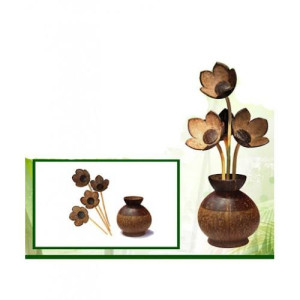 Eco-Friendly Coco Large Pot With Flower Coconut Shell Crafts of Kerala For Home Decor