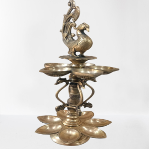 Brass Peacock Oil Diya Lamp Bell Metal