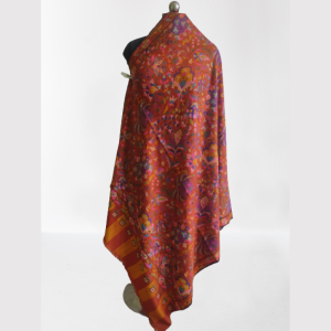 Bright Red With Floral Design Kani Shawl
