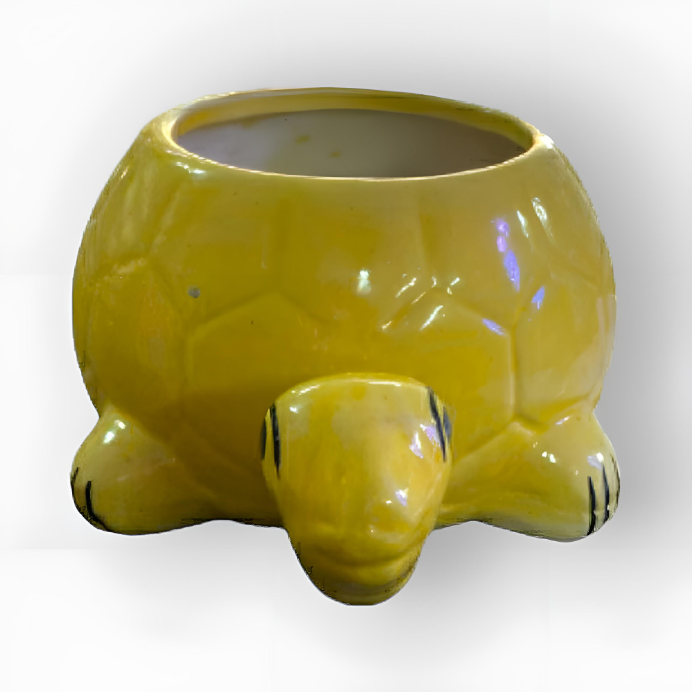 Bright Yellow Tortoise Pot Glaze Pottery - 1