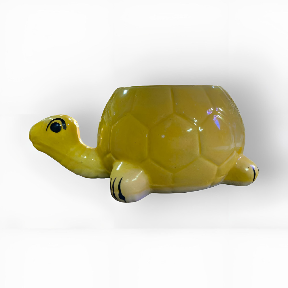 Bright Yellow Tortoise Pot Glaze Pottery