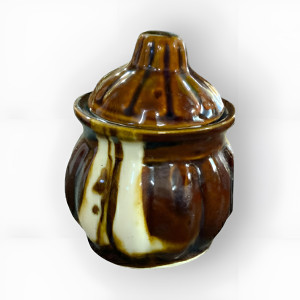 Brown & White With Lid Chunar Pottery