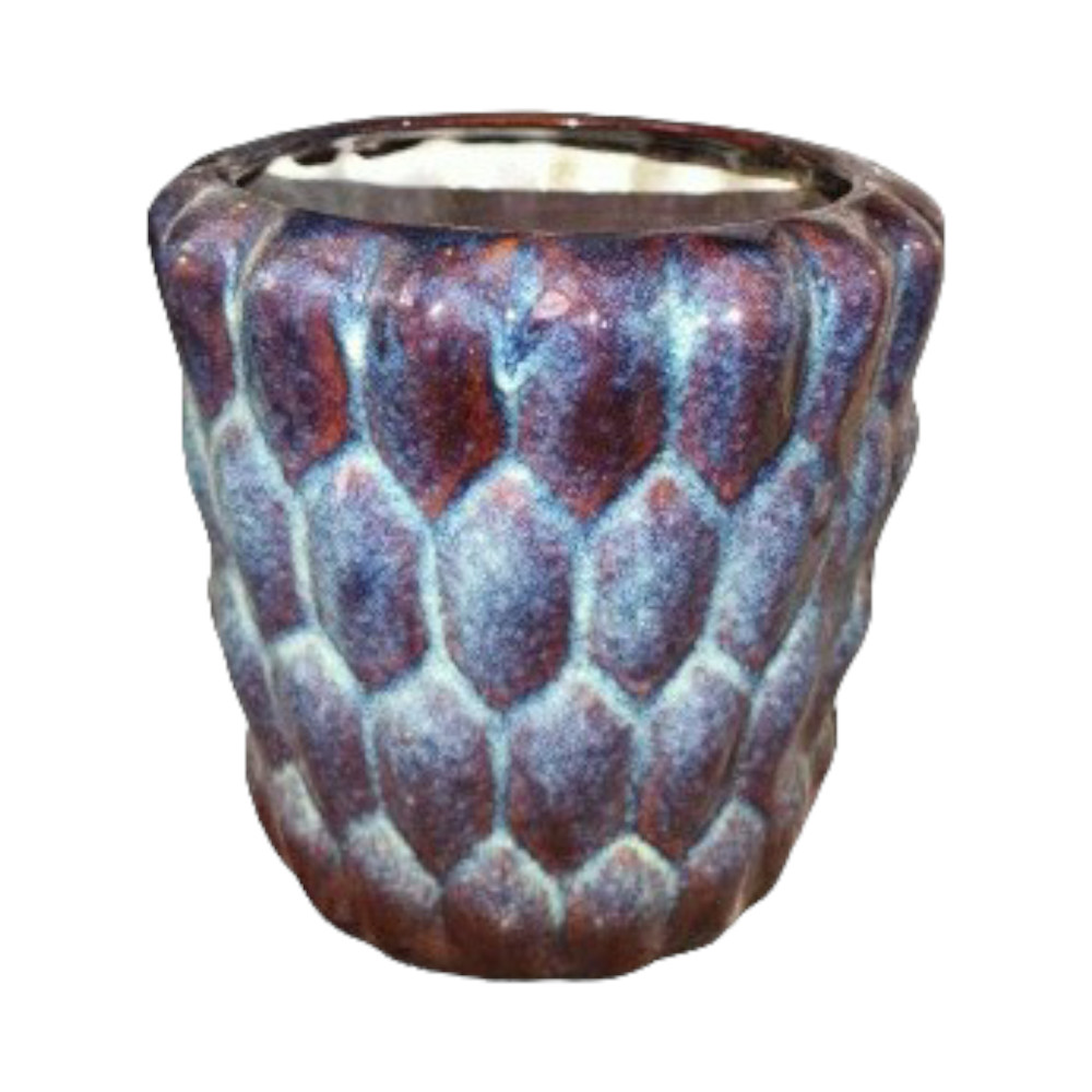 Ceramic Planter in Purple & White Colour - 2