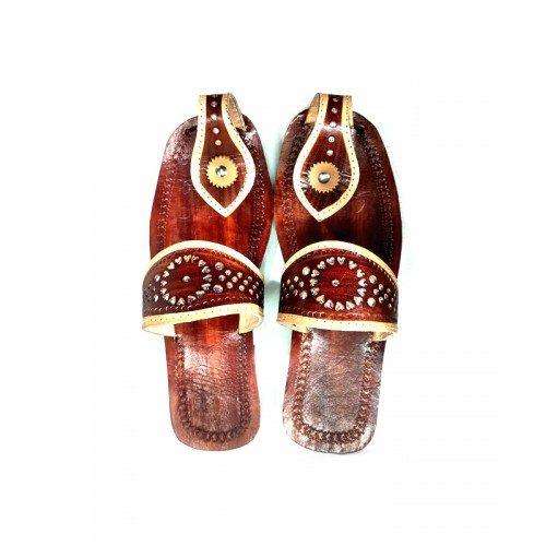 Handcrafted Women's Brown Leather Chamba Chappal For Women