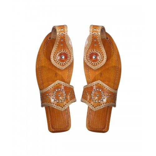 Mustard Color Leather Chamba Chappal For Women