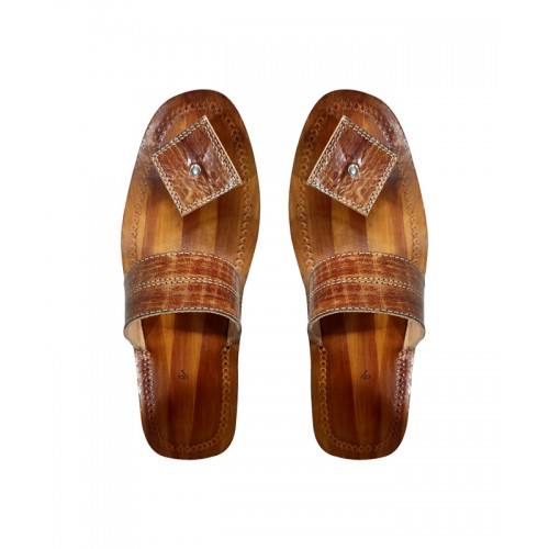 Brown Leather Chamba Chappal For Men