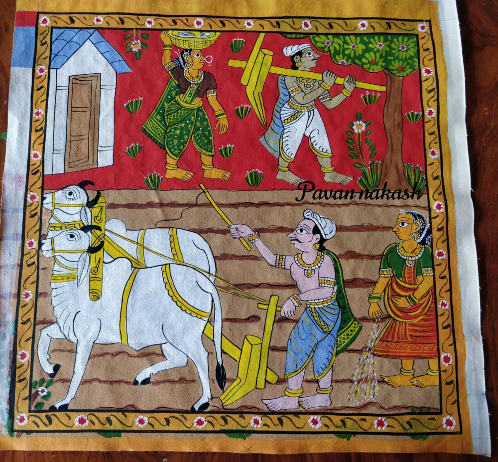 Cheriyal Painting agriculture Theme