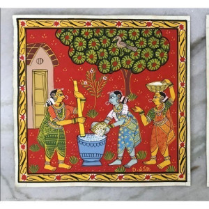 Handmade Cheriyal Painting Folk Stories Of Village Women