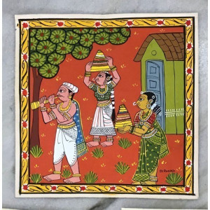 Handmade Cheriyal Painting Folk Stories For Wall Decor