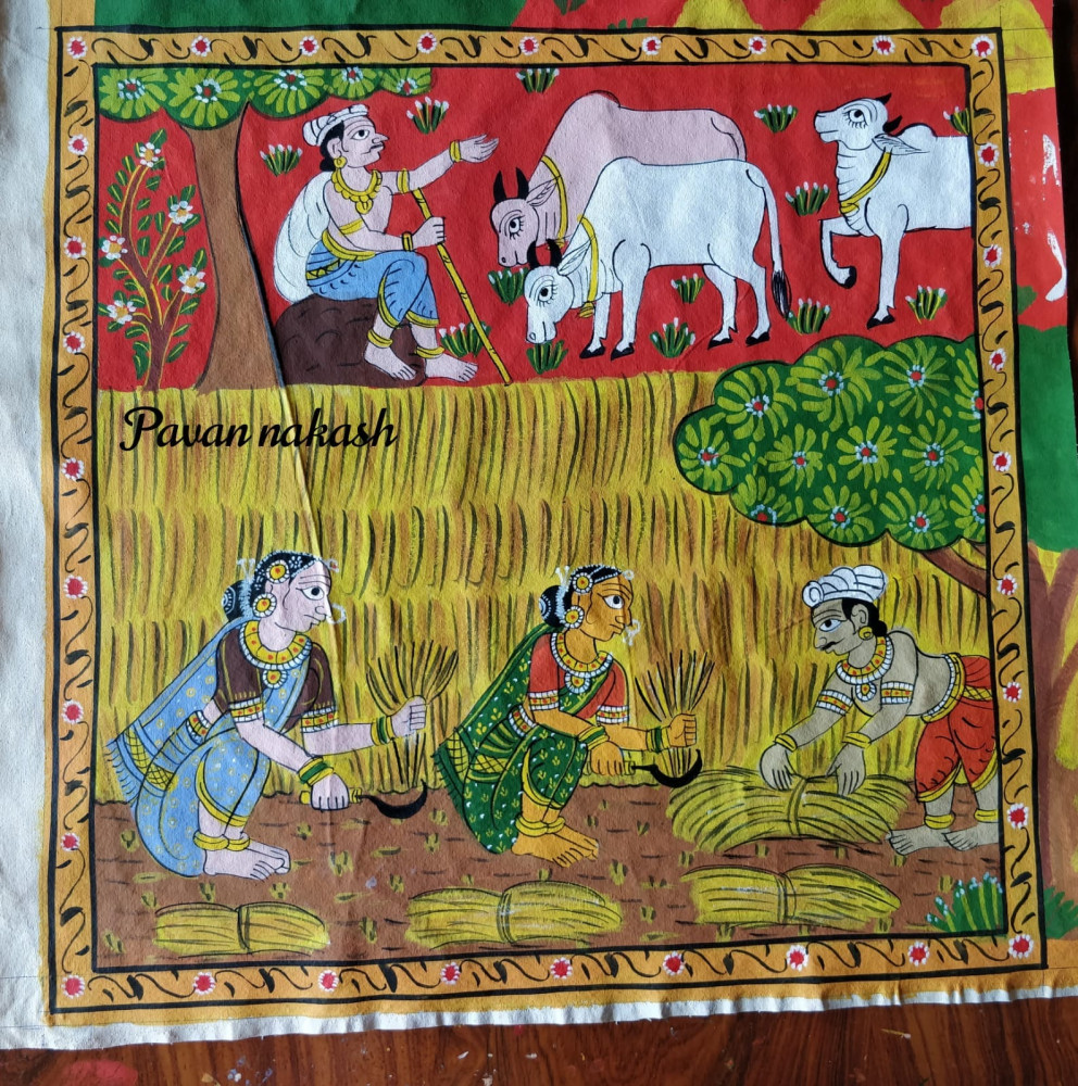 Cheriyal Painting Farming Theme