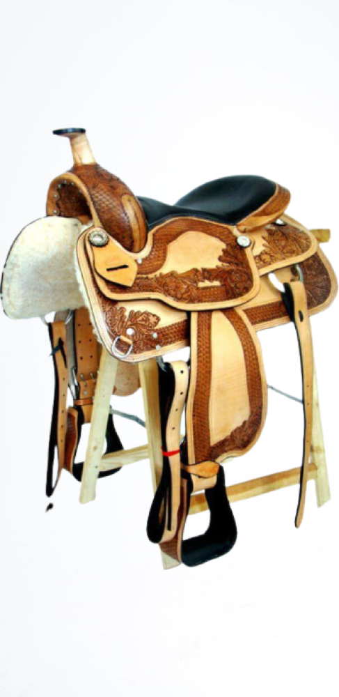 Classic Beige Cordura Leather Barrel Horse Saddle