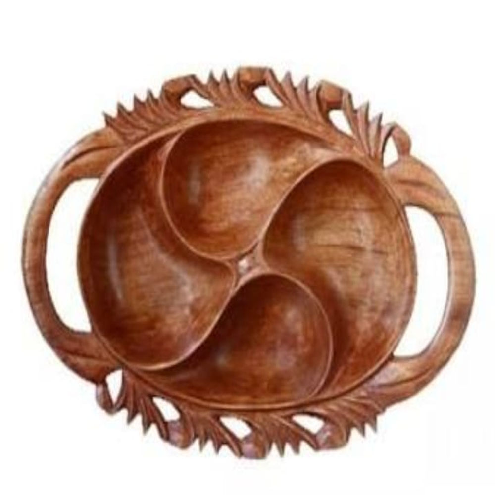 Classic Dry Fruits Tray Kashmir Walnut Wood Carving