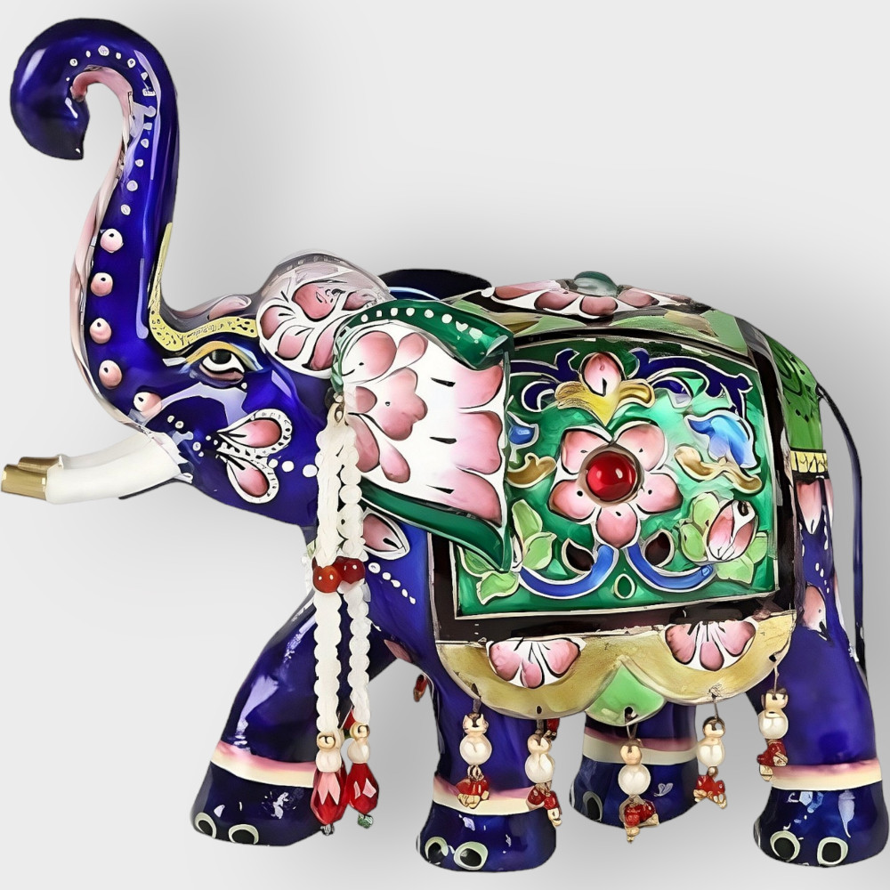 Classic Elephant Gulabi Meenakari Art - 0