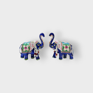 Classic Elephant Pair Gulabi Meenakari Art