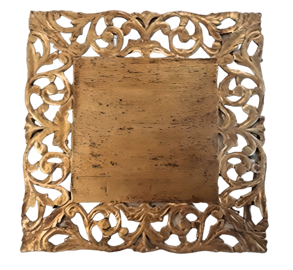 Classic Square Carved Wooden Tray