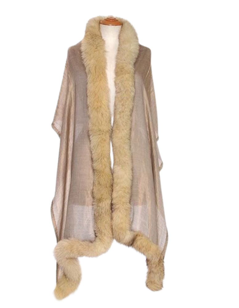 Classy Beige With Fur Pashmina Stole