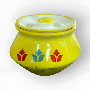 Classy Yellow Container With Lid Chunar Pottery