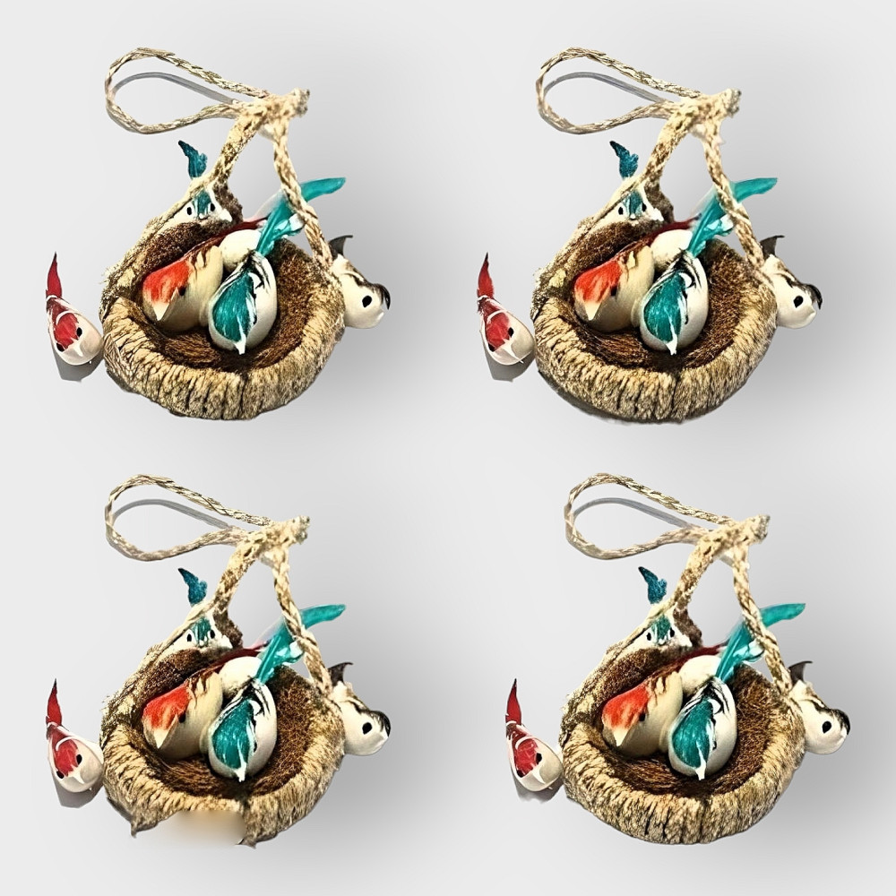 Colorful Jute Nest Wall Hanging Set of 4
