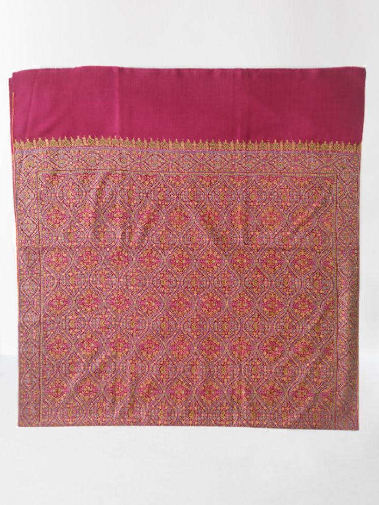 Colourful Dark Pink Designer Kani Shawl - 1