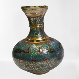 Colourful Green Vase Meena Work(8 Inch)