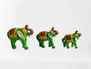Colourful Set of Three Elephants