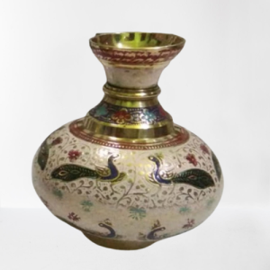 Colourful White Vase Meena Work(6.5 Inch)