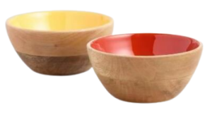 Colourful Wooden Bowls Set Of 2