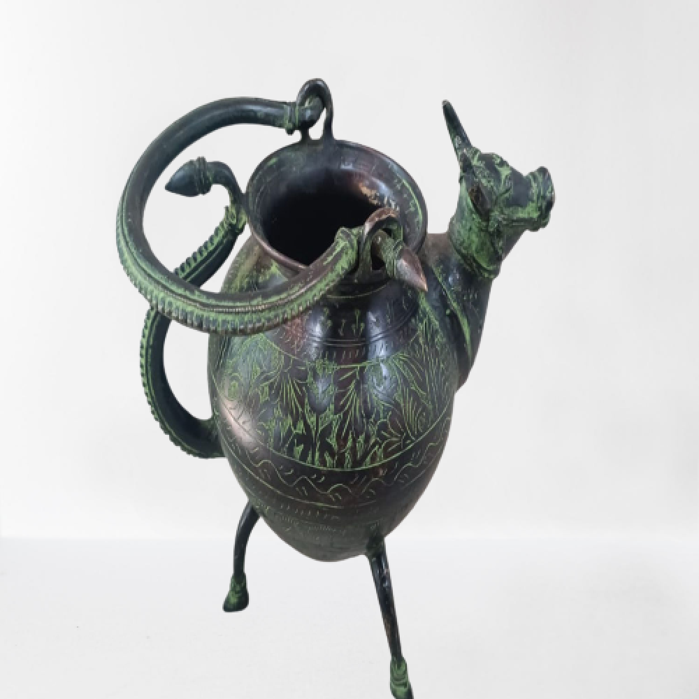 Cow Shaped Pot Bell Metal & Brass Art - 0