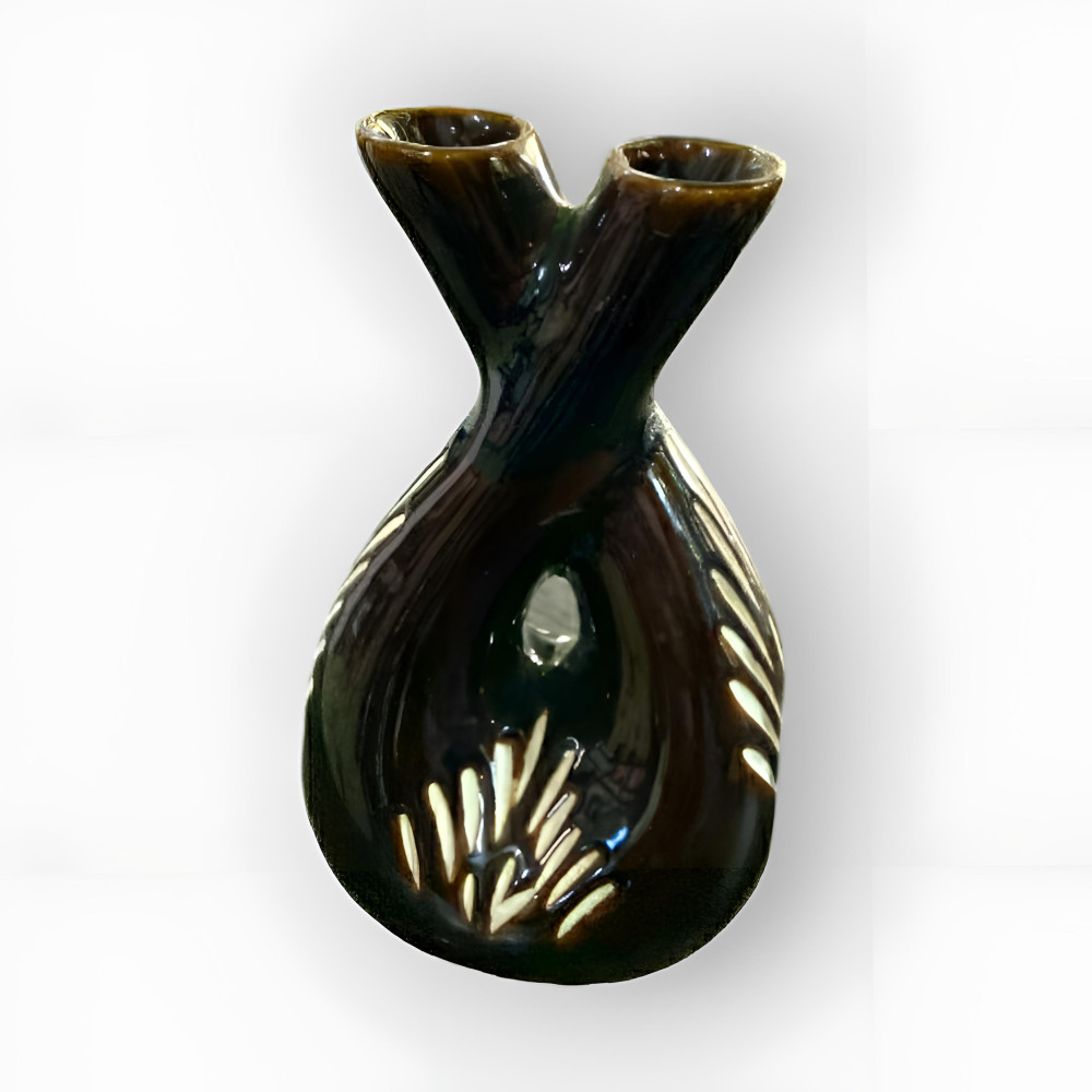 Dark Brown Twin Vase Design Glazze Pottery