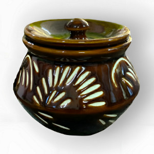 Dashing Brown Storage Container Chunar Glaze Pottery