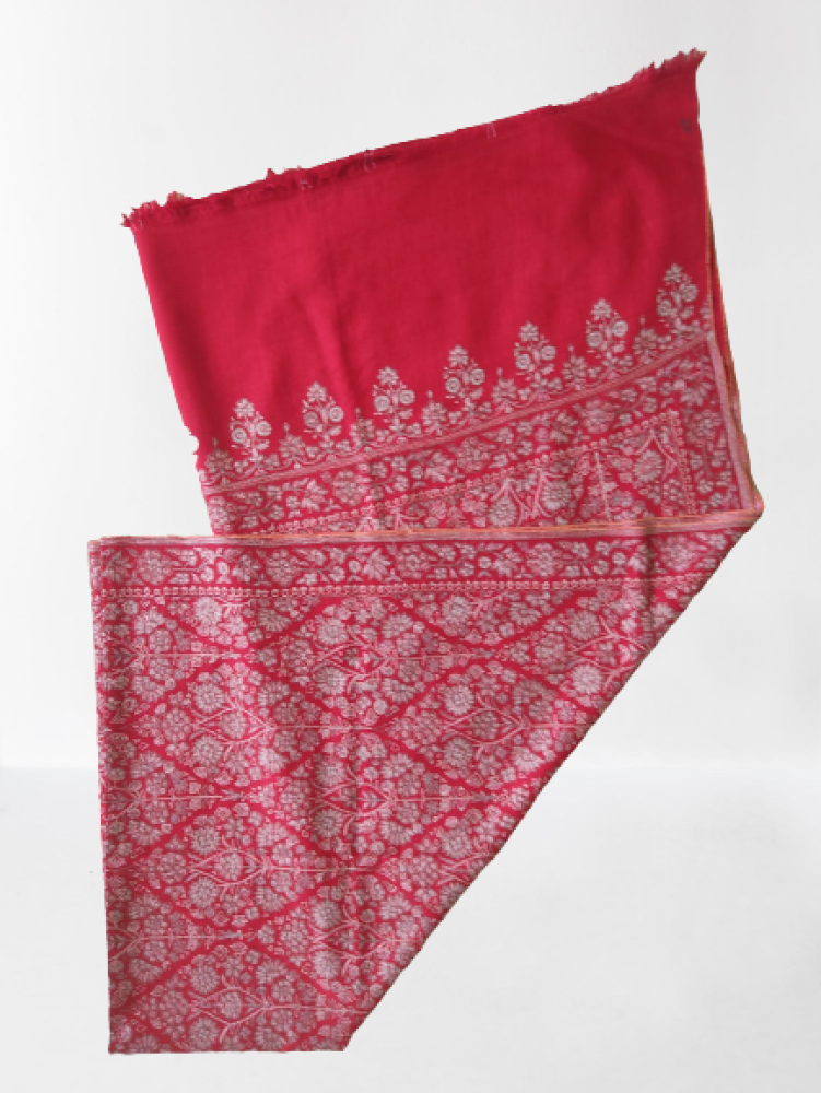 Dashing Pink Floral Design Kani Shawl - 2