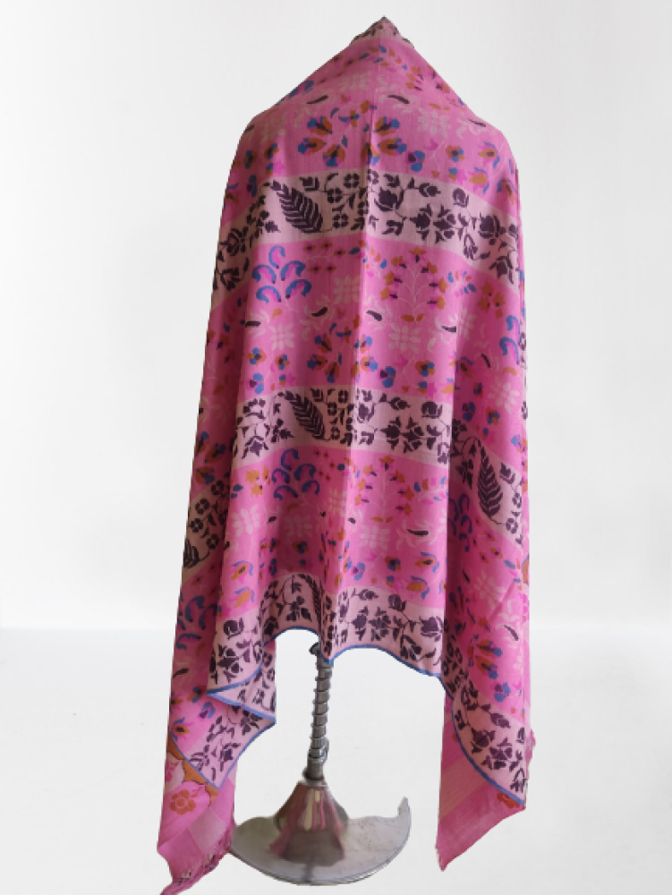 Designer Pink & Purple Kani Shawl - 0