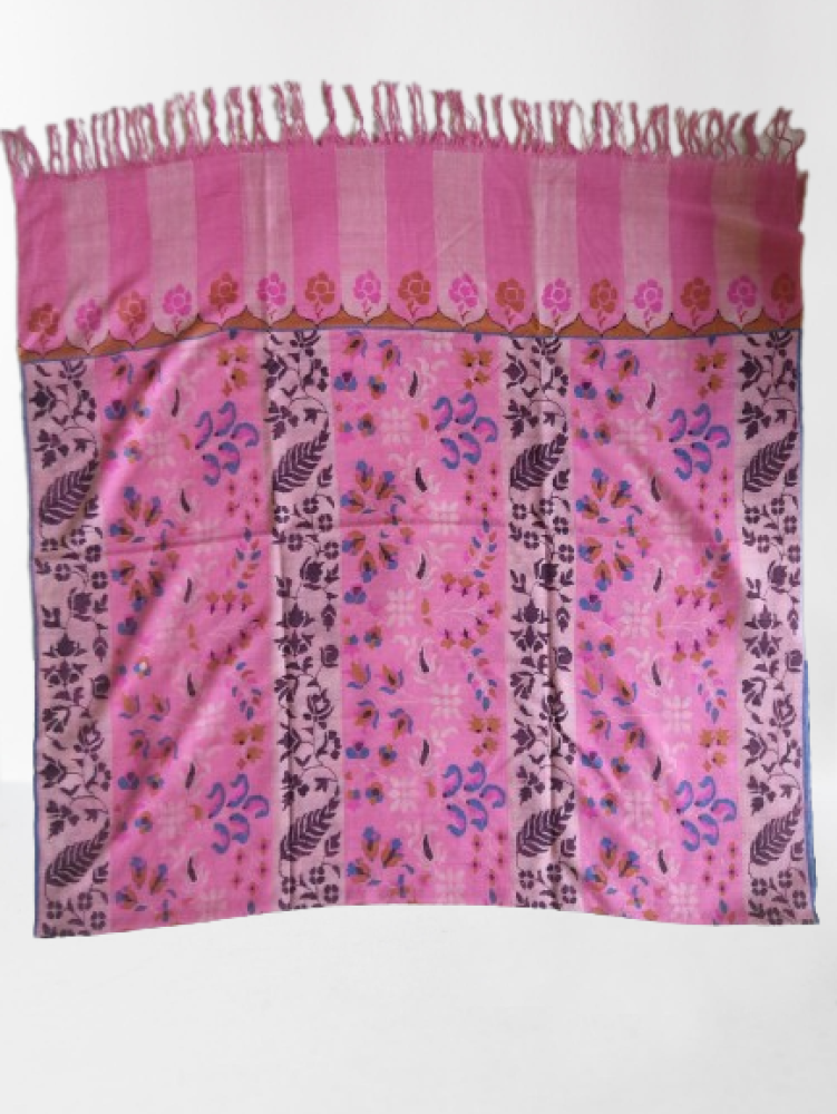 Designer Pink & Purple Kani Shawl - 1