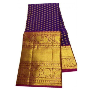Dharmavaram Handloom violet Beautiful Tasar Silk Saree