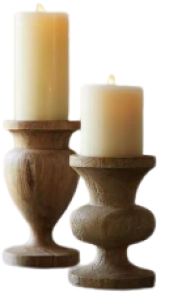 Distressed Wood Candle Stand Set of 2