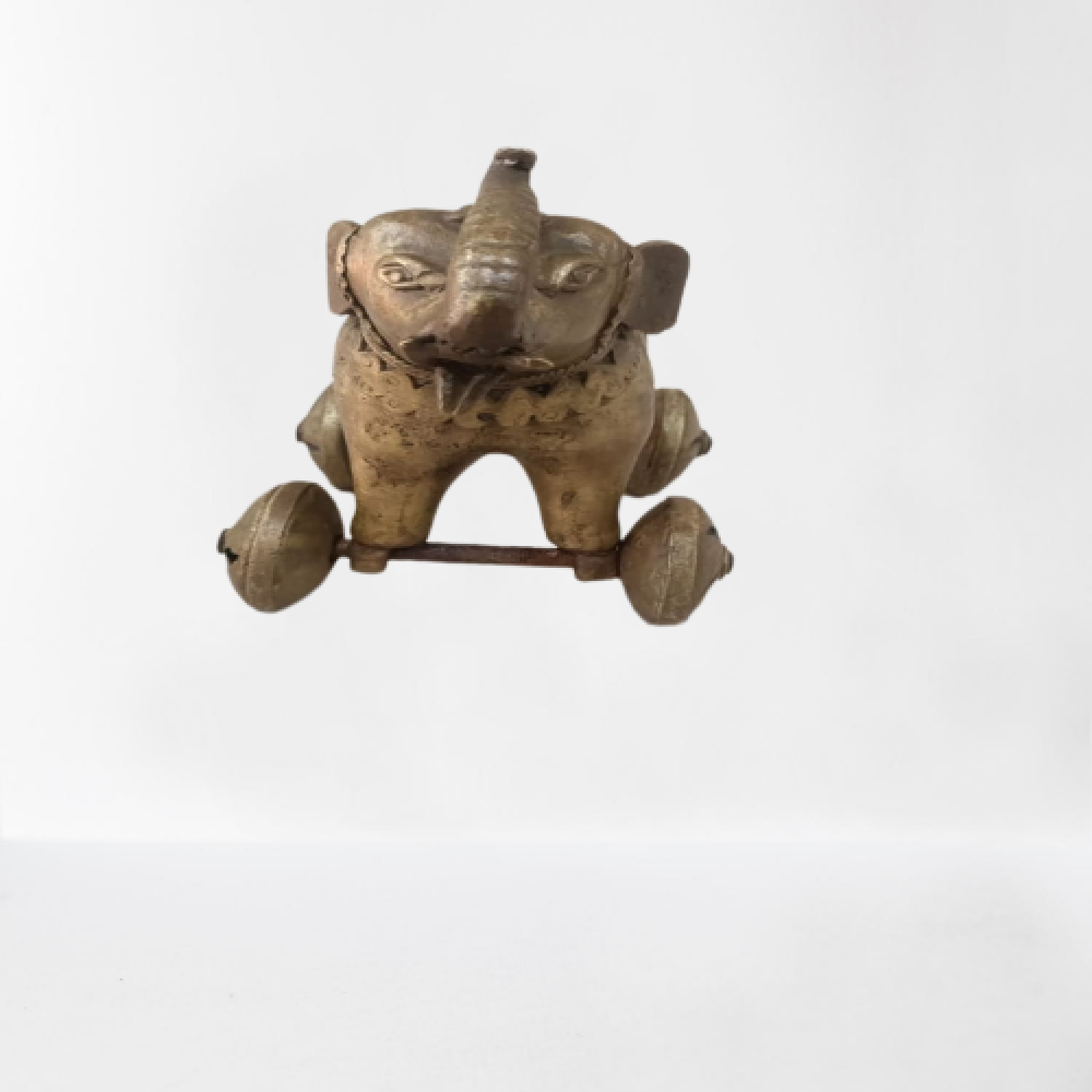 Elephant On Wheels Bell Metal & Brass Art - 0