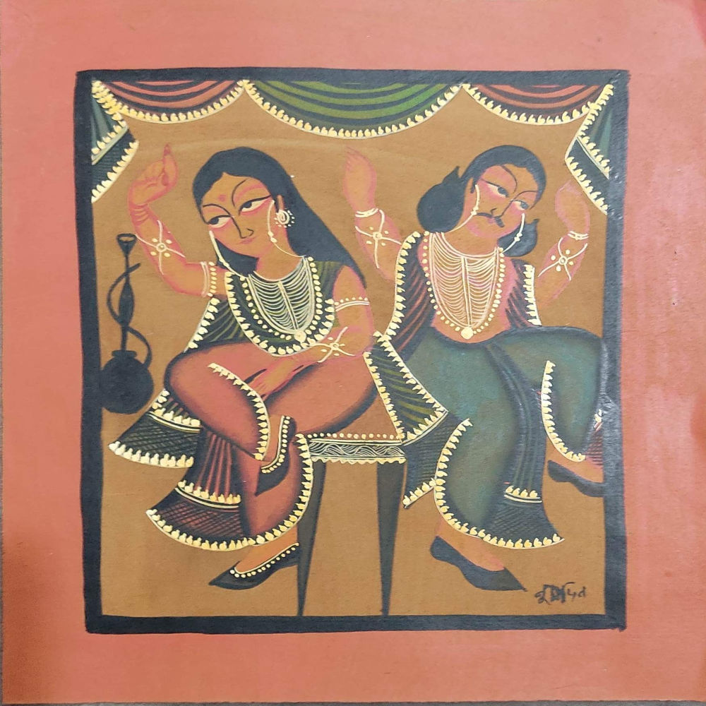 Emperor & Queen Enjoying Music Patachitra