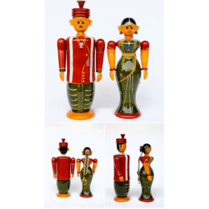 Handicrafted Etikoppaka Wooden Toy Of Marriage Segment Of Couple (Big)