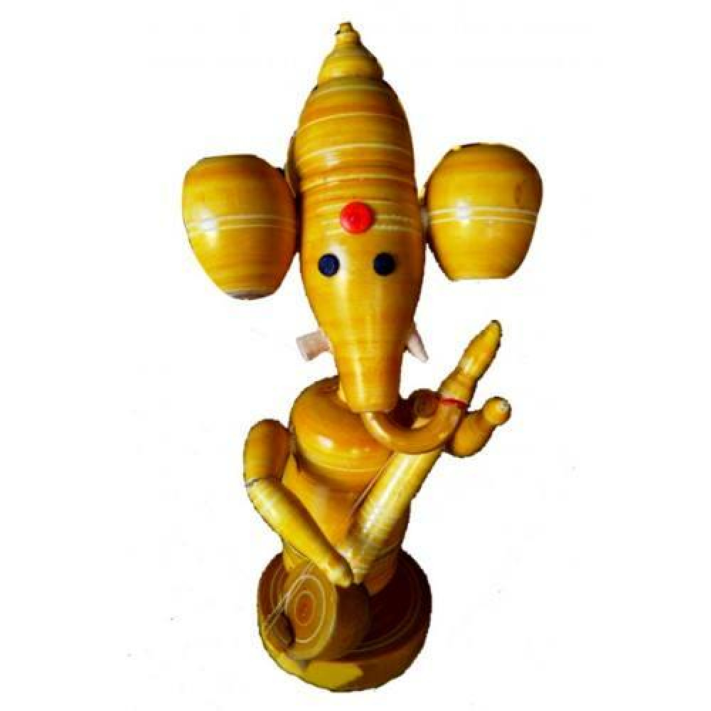 Authentic Etikoppaka Toys Wooden Ganpati With Veena