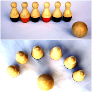Handmade Etikoppaka Wooden Toy Of 6 Pin Ball Set For Playing