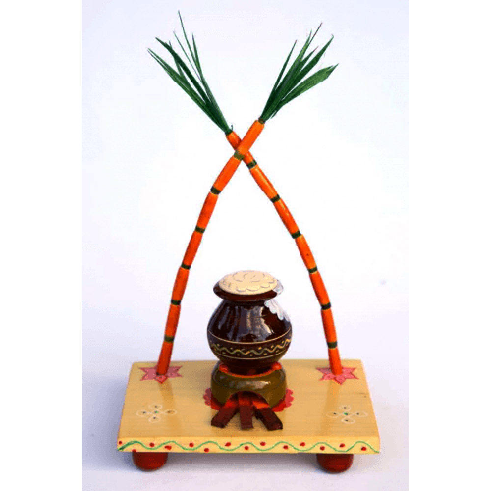 Handmade Etikoppaka Wooden Toy Of Folk Pongal Set