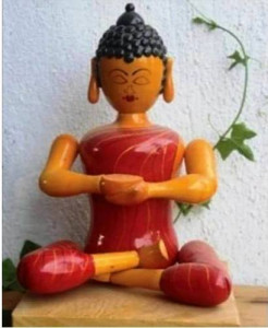 Handmade Lacquer Wooden Etikoppaka Toy Of Meditating Buddha