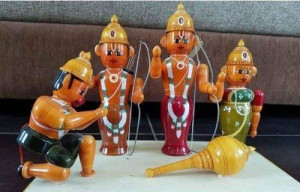 Handmade Lacquer Wooden Etikoppaka Toy Of Ramayana Scene