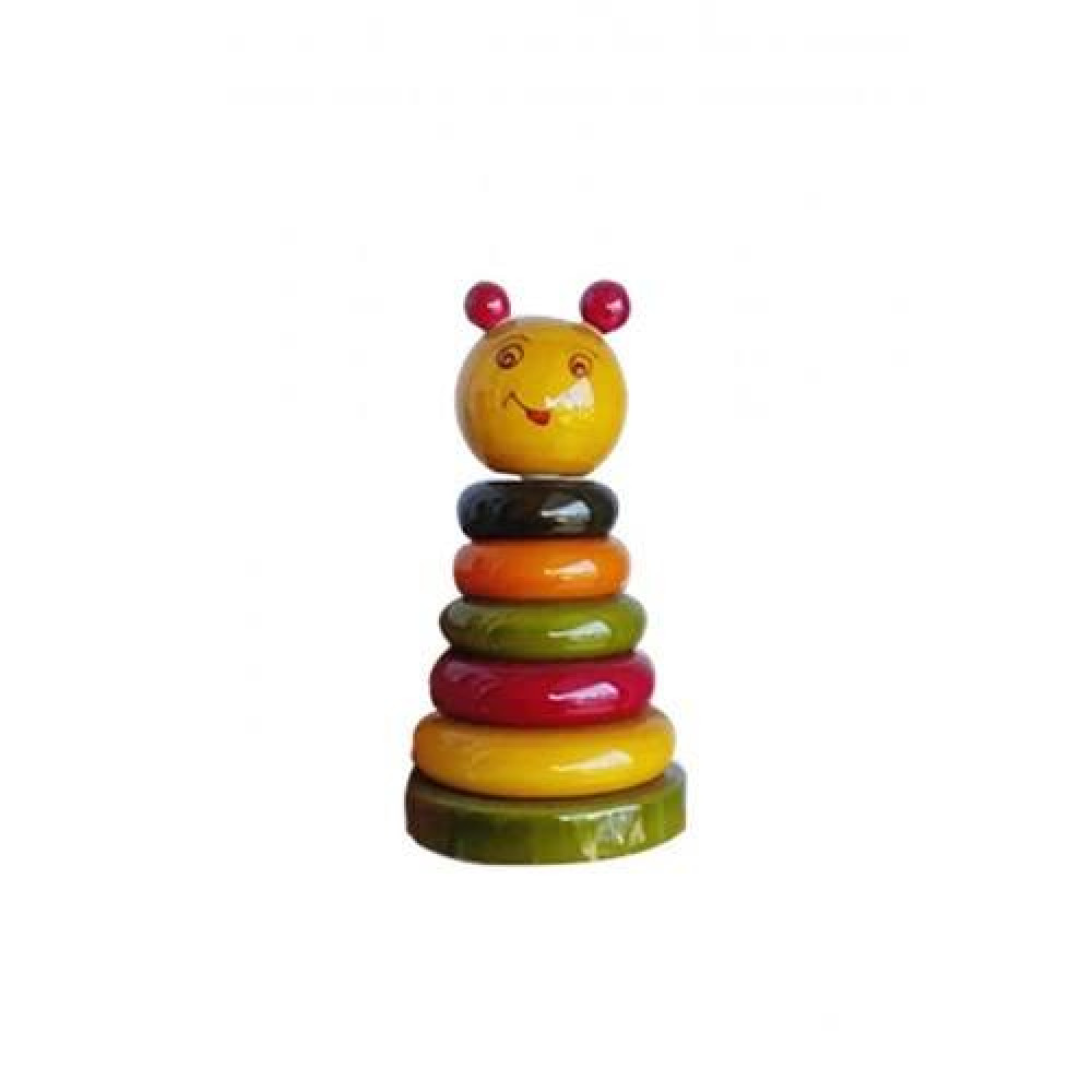 Handmade Lacquer Wooden Etikoppaka Toy Of Multicolor Caterpillar