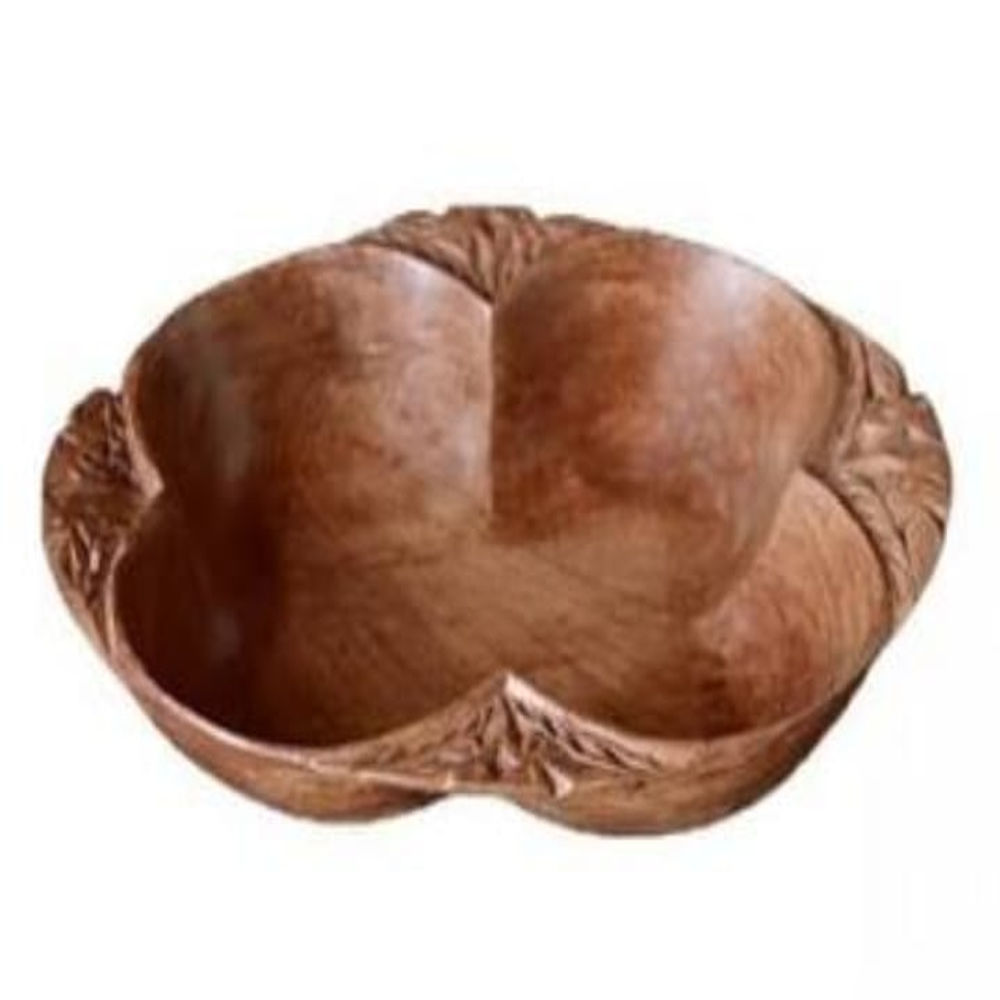 Flower Design Bowl Kashmir Walnut Wood Carving